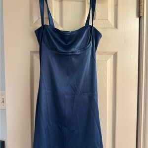 Navy Blue Satin Dress